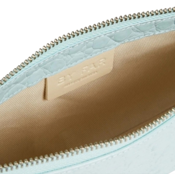 BY FAR Rachel Croco Embossed Leather Shoulder Bag, Blue, NWT - Picture 5 of 16